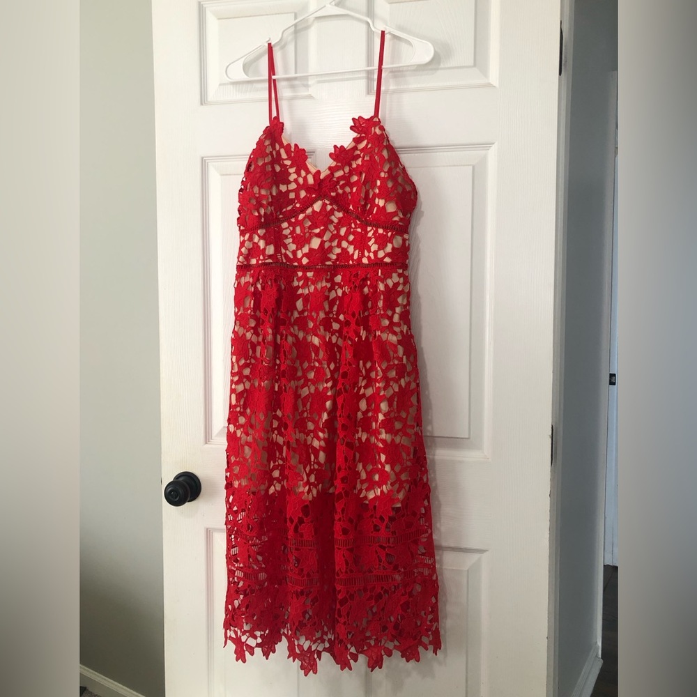 Red Lace midi dress